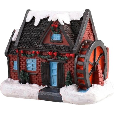 Maison De Village De Noël - Maison Miniature Avec Lumières Led En Résine - Décoration De Bureau Et De Sapin De Noël - Lot De 5 Pièces (1/5)