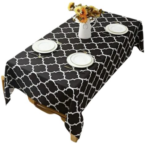 Nappe imperméable pour table à manger, nappe en polyester infroissable à motif marocain, protection de table réutilisable et anti-taches avec doublure en flanelle (1/5)