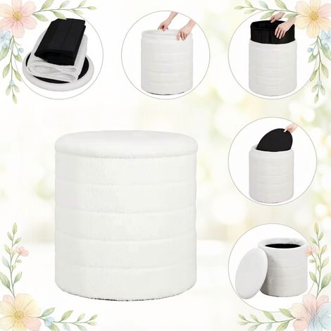 Fauteuil d'appoint rond avec rangement dissimulé, pouf pratique pour chaussures ou table d'appoint – design compact et fonctionnel (1/4)