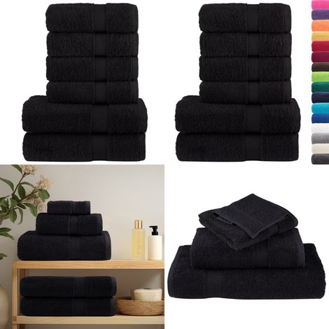 6 tlg. Premium-Handtuch-Set SOLUND Schwarz 600 g/m² - Duschtuch - Baumwolle (1/5)