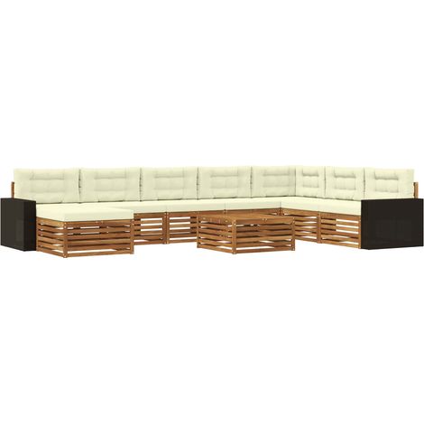 Conjunto de sofás de exterior con cojín 9 pcs Natural y Crema vidaXL (1/5)