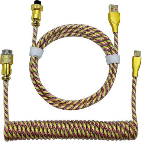 Câble USB Type C pour clavier mécanique, câble spiralé, connecteur aviation (1/5)