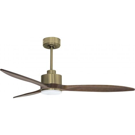 Modulo slim - Super destratificateur et ventilateur DC 132 cm  Laiton pales bois sombre avec Lumière 25 à 35 m² (1/5)
