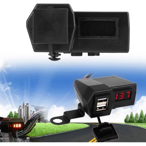 Allume-cigare 4 en 1, double chargeur USB, voltmètre LED avec interrupteur marche/arrêt pour moto (1/5)