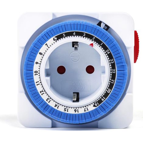 Minuteur Prise Electrique, Prise Minuteur Programmable 24 Heures Minuterie Prise 96 Segments de Commutation Programmable Prise Mécanique Minuterie 16A AC 230V (1/5)