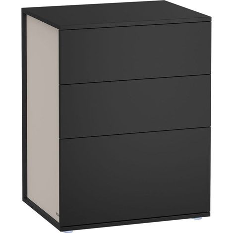 Mesita de noche moderna con montaje sin herramientas mesa auxiliar con cajones para dormitorio o salón 35 x 45 x 587 cm blanco mate y beige capuchino 120007596