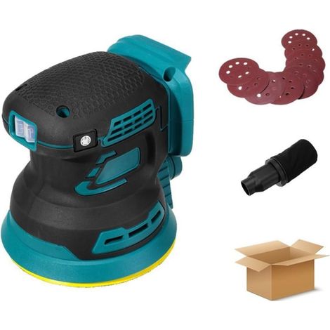 Polisseuse Ponceuse 12000 tr/min ponceuse électrique sans brosse meuleuse à bois polissage rectifieuse avec 9 pièces de papier de verre(Without battery) (1/5)