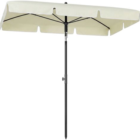 Parasol de Jardin Rectangulaire 2x1,3 m avec Inclinaison Réglable et Poteau en Aluminium, Beige et Noir (1/5)