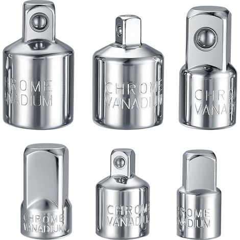 Adaptateur De Douille - Acier Chrome Vanadium - Pour Clés À Cliquet Et Perceuses - 6 Pièces - 1/4" vers 3/8", 3/8" vers 1/4", 3/8" vers 1/2", 1/2" vers 3/8", 1/2" vers 1/4", 1/4" vers 1/2" (1/5)