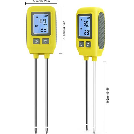The four-in-one soil fertility analyzer, expandable to measure pH, electrical conductivity and temperature, is an instrument for investigating agricultural and horticultural soils and recommending fer