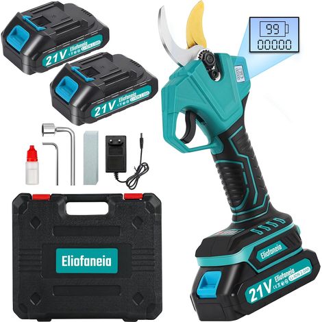 Sécateur électrique sans Fil Affichage avec Écran Diamètre de Coupe Max 30 mm avec 2x2000mAh Batteries 21V, Sécateur électrique pour Jardin,Arbustes,Branches,Secateur à Batterie (1/5)