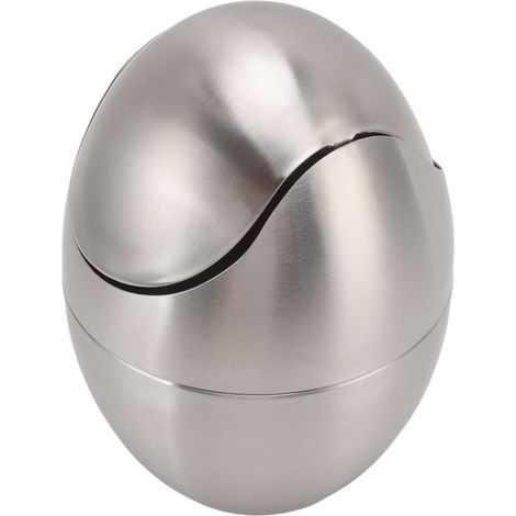 Poubelle de bureau en acier inoxydable en forme d'œuf, mini poubelle de comptoir avec couvercle basculant pour salle de bain ou chambre