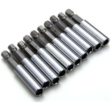 Pair Set mit 10 magnetischen Bithaltern für Schlagschrauber, 60 mm Sechskant, 6,35 mm, für elektrische Bohrmaschinen, elektrische Schraubendreher, Akkuschrauber