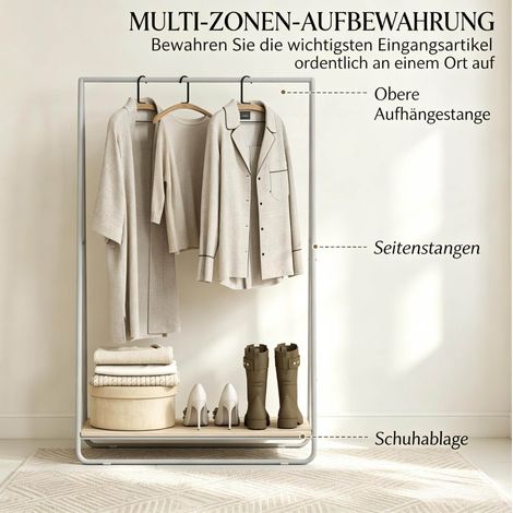 Portemanteau d'entrée 80x44x140 cm en métal gris avec range-chaussures, gain de place – MEUBLIV (1/5)