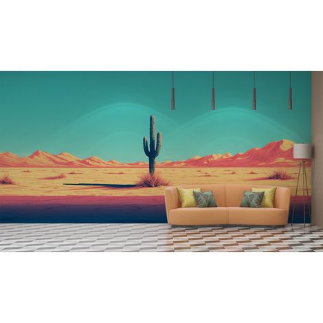 Papier peint déserts - grand cactus solitaire - 150 x 250 cm (1/2)