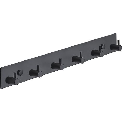 Porte-manteau mural en inox – Noir – 6 crochets · 39 cm (1/5)