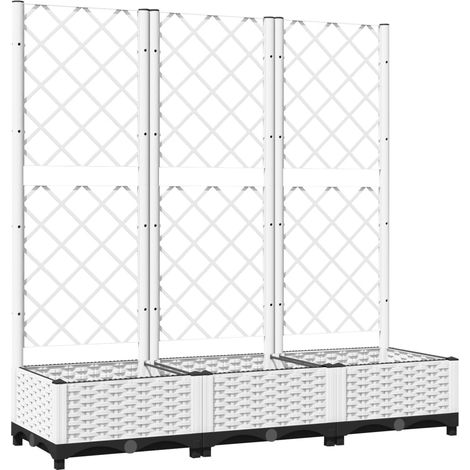 Maison Exclusive - Fioriera da giardino con traliccio bianca 120x40x121,5 cm PP