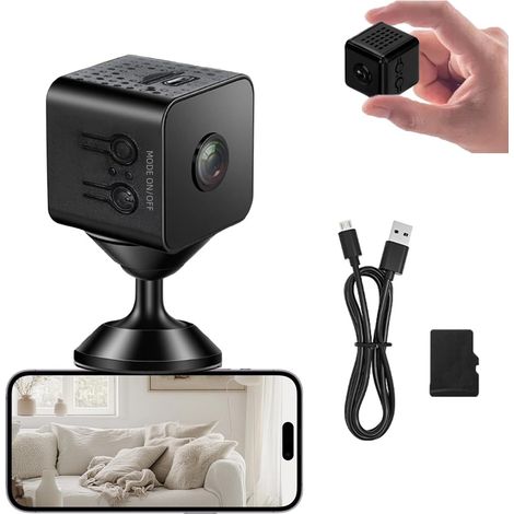 Caméra Mini 1080P avec Vision Nocturne et Objectif 120° - Surveillance à Distance, Moniteur Portable pour Maison et Animaux (sans Audio) (1/5)