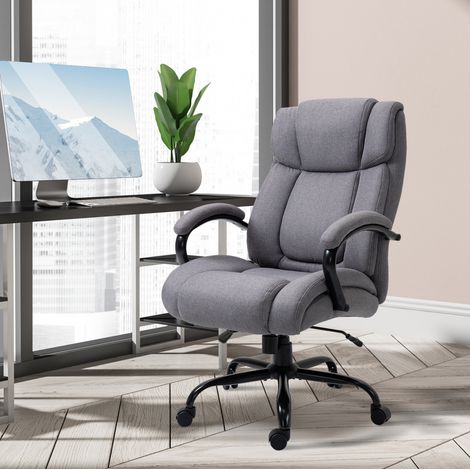 Silla escritorio ergonómica amplia giratoria gris claro OKMYHOME (1/4)