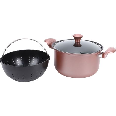 Marmite antiadhésive en acier inoxydable, avec couvercle, poignées ergonomiques, pour cuisinière à Induction, cuisinière à gaz
