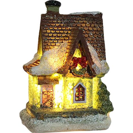 Maison lumineuse de Noël en résine LED - Village de scène de Noël décoratif pour maison, ville de Noël, cadeaux festifs (1/5)