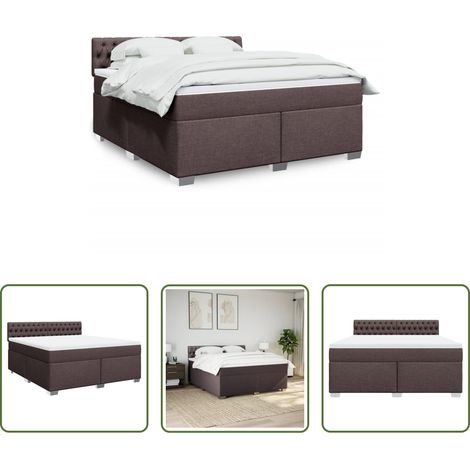 vidaXL Taschenfederkern - Boxspringbett mit Matratze Dunkelbraun 180x200 cm Stoff (1/5)
