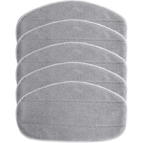 5x Housses de rechange compatible avec Leifheit CleanTenso nettoyeur à vapeur, balai vapeur - microfibre, gris (1/4)