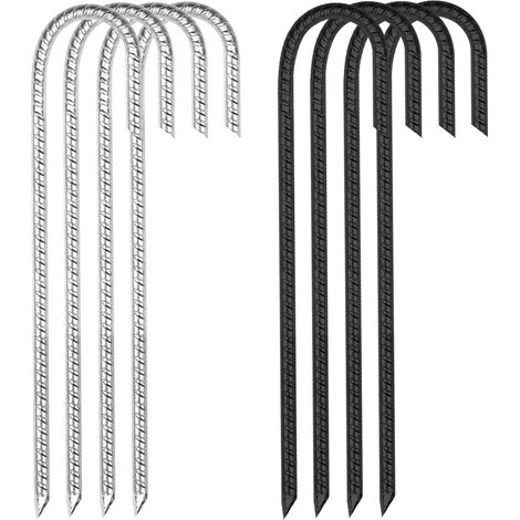 Lot de 8 piquets d'ancrage au sol en acier galvanisé - 30 cm - 2 couleurs - Pour trampoline d'extérieur - Clous en acier robuste pour sécuriser clôture, auvent (1/5)
