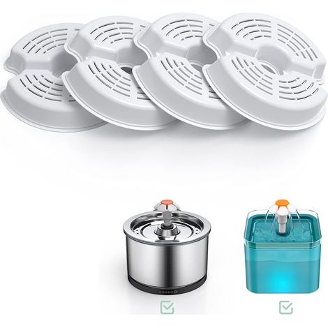 Pack de 4 filtres pour fontaine d'abreuvoir à fleurs de chat de 2,5 L, convient aux fontaines en acier inoxydable pour chat/chien, triple filtrage (convient à un remplacement de 2 à 4 mois)-Fei Yu (1/5)