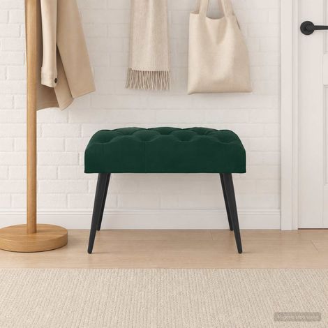 vidaXL Banc avec capitonnage bouton Vert foncé 60 x 40 x 45 cm Velours (1/5)