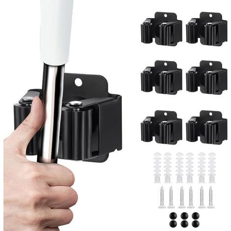 6 pieces tool holder broom holder wall hook wall mount for hanging garden tools for mop broom shovel