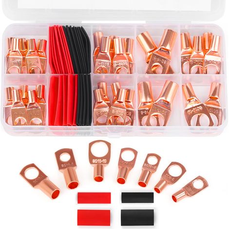 Kit de connexion électrique 60 pièces pour câbles divers, câblage stable des bornes de batterie, pour applications automobiles, marines et industrielles, installation facile avec isolation, rouge et n (1/5)
