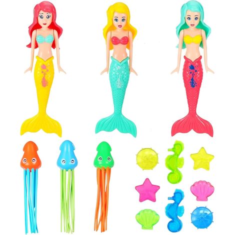14 Piece Swimming Pool Toy Mermaid Swimming Toys Set Child Outdoor Summer Swimming Games for Underwater Training Diving Swimming Boys Girls 3-12 Years (1/5)