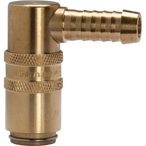 Riegler Temperierkupplung DN 6, Zapfen 9 mm, Schlauchtülle 90° (1/2)