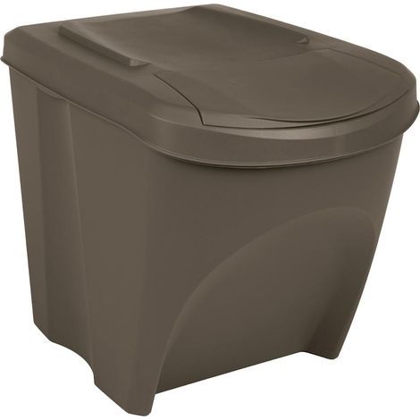 Poubelles empilables, lot de 3, grises, 75 L, polypropylène (1/5)
