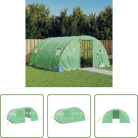 Protection des plantes - Serre avec cadre en acier vert 16 m² 4x4x2 m (1/5)