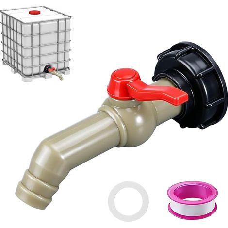 1000-Liter-Tankhahn, IBC-Ablaufhahn-Anschluss S60 x 6, 27-mm-IBC-Tankzubehör für Garten-Regentonnen (1/5)