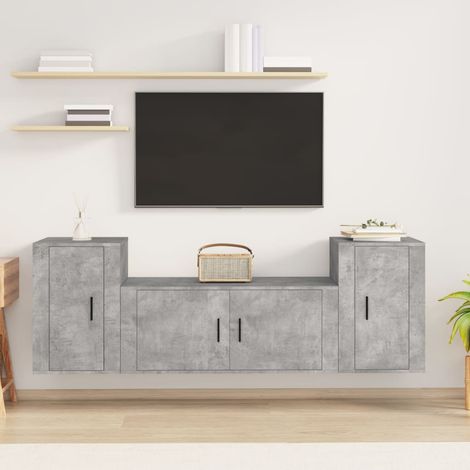 Ensemble de meubles TV 3 pcs pour Salon - Armoires TV Moderne Gris béton Bois d'ingénierie BV185635 - BonneVie (1/5)