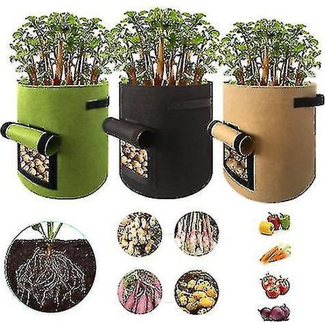 2 sacs de culture pour pommes de terre, pots, sacs de culture en tissu pour la croissance des plantes fruitières et humides, 7 gallons (26,5 litres), pour la maison et le jardin (1/5)