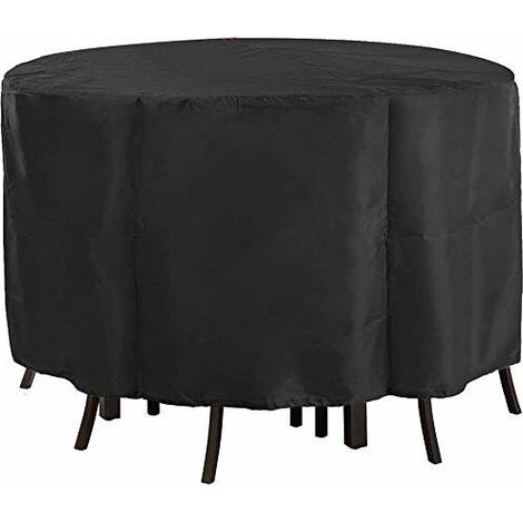 Round Garden Table, Round Patio Table Chair Cover, Wind, Water And UV Resistant Heavy Duty Oxford Outdoor Patio Furniture Cover - As Shown, 142x68cm (1/4)