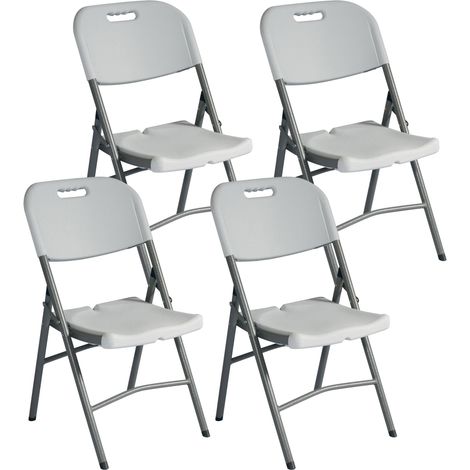 Set 4 Sedie Catering Pieghevoli da Giardino 47x61x87 cm in Polietilene Bianche (1/5)