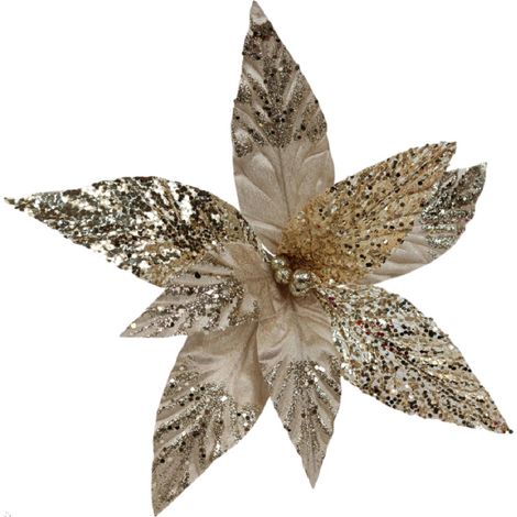 Stelo di fiore in paillettes retinato decorazione natalizia per interno, 40 cm -Oro (1/5)