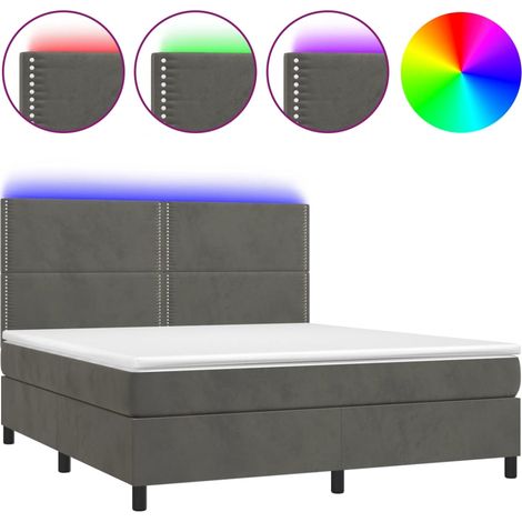 Maison Exclusive - Sommier à lattes de lit matelas et LED Gris foncé 180x200 cm (1/5)