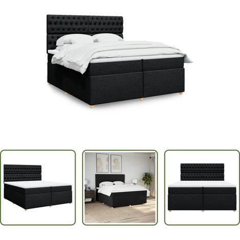 vidaXL Sommier à lattes de lit avec matelas Noir 200x200 cm Tissu (1/5)