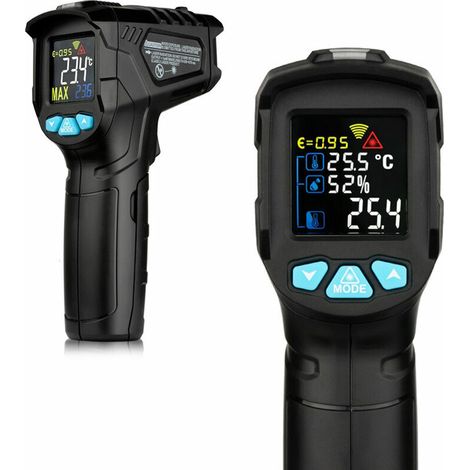 Thermomètre infrarouge numérique industriel Jauge de température LCD infrarouge portable Pyromètre IR sans contact Hygromètre Testeur de température industrielle - IR01A Thermomètre (1/5)