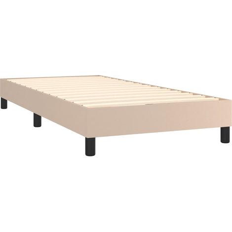 Cadre de lit 25cm en simili cuir sur pieds Looka - Élégance et modernité-Beige-100x200 (1/5)