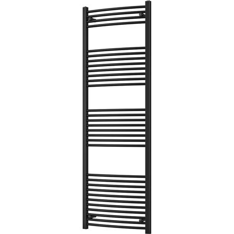 Zennor - Black Heated Towel Rail - H1800mm x W600mm - Curved (1/3)