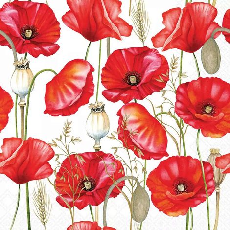 20 Serviettes papier coquelicots 33 x 33 cm (1/2)