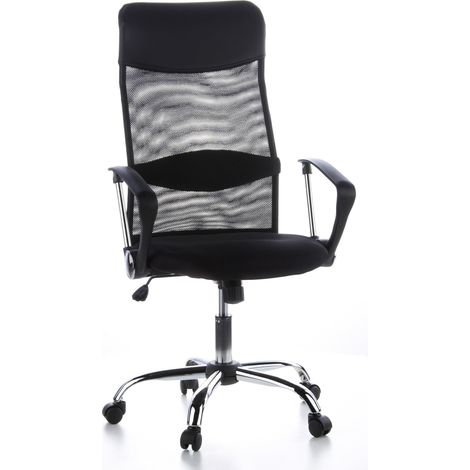 Chaise de Bureau Aria High résille/Cuir synthétique Noir Chaise pivotante, Chaise PC, Dossier Haut (1/5)