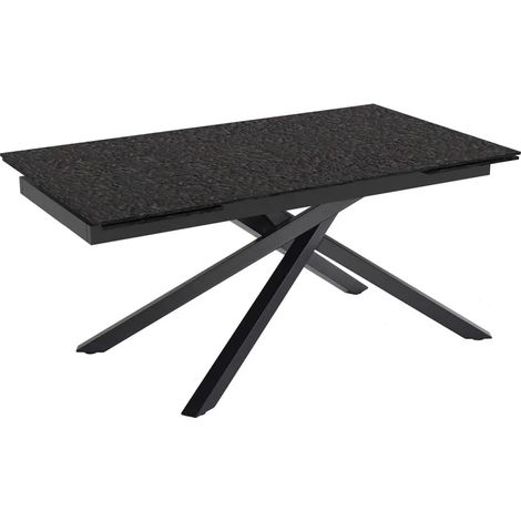 Table extensible 160 à 240 cm verre bullé gris anthracite pied torsadé - ATLANTA 05